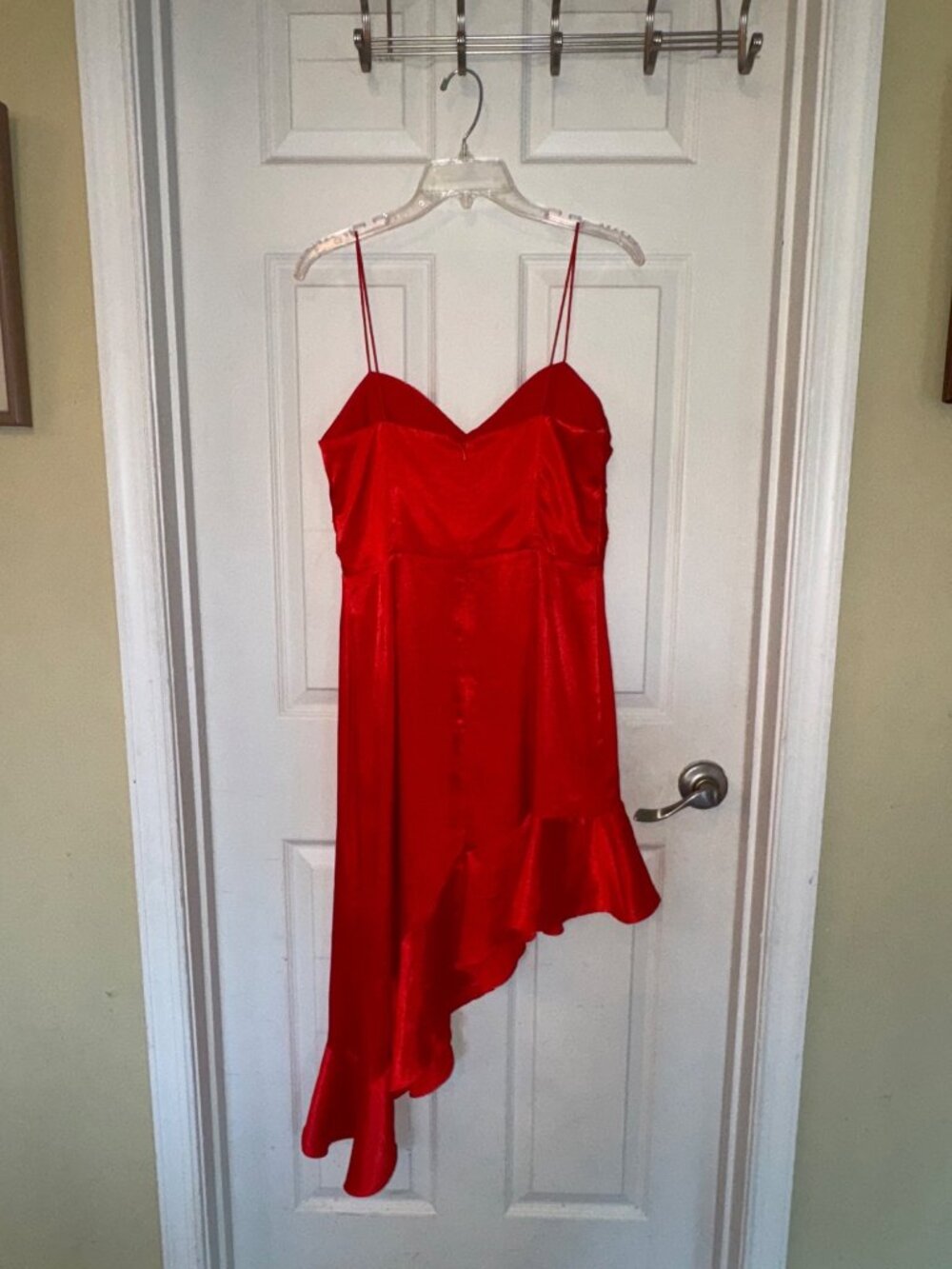 Finders Keepers Red Asymmetrical Dress Retrograde Chili Sleeveless Ruffle Large - Picture 7 of 12